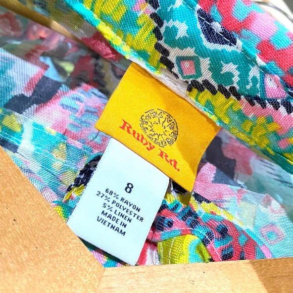 Ruby Rd. aztec southwestern colorful button up over shirt blazer size 8 - Picture 8 of 9